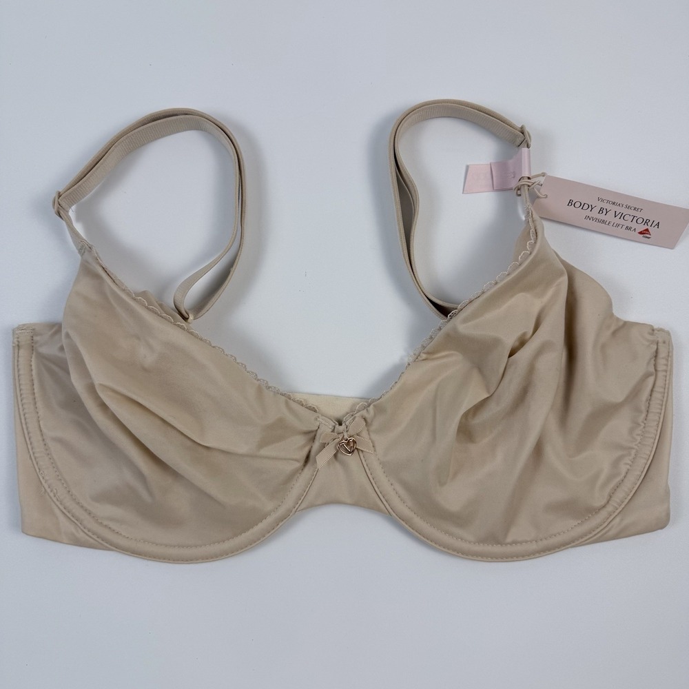 Victoria's Secret Body By Victoria Unlined Demi Bra 36B Beige - Nude Satin NWT